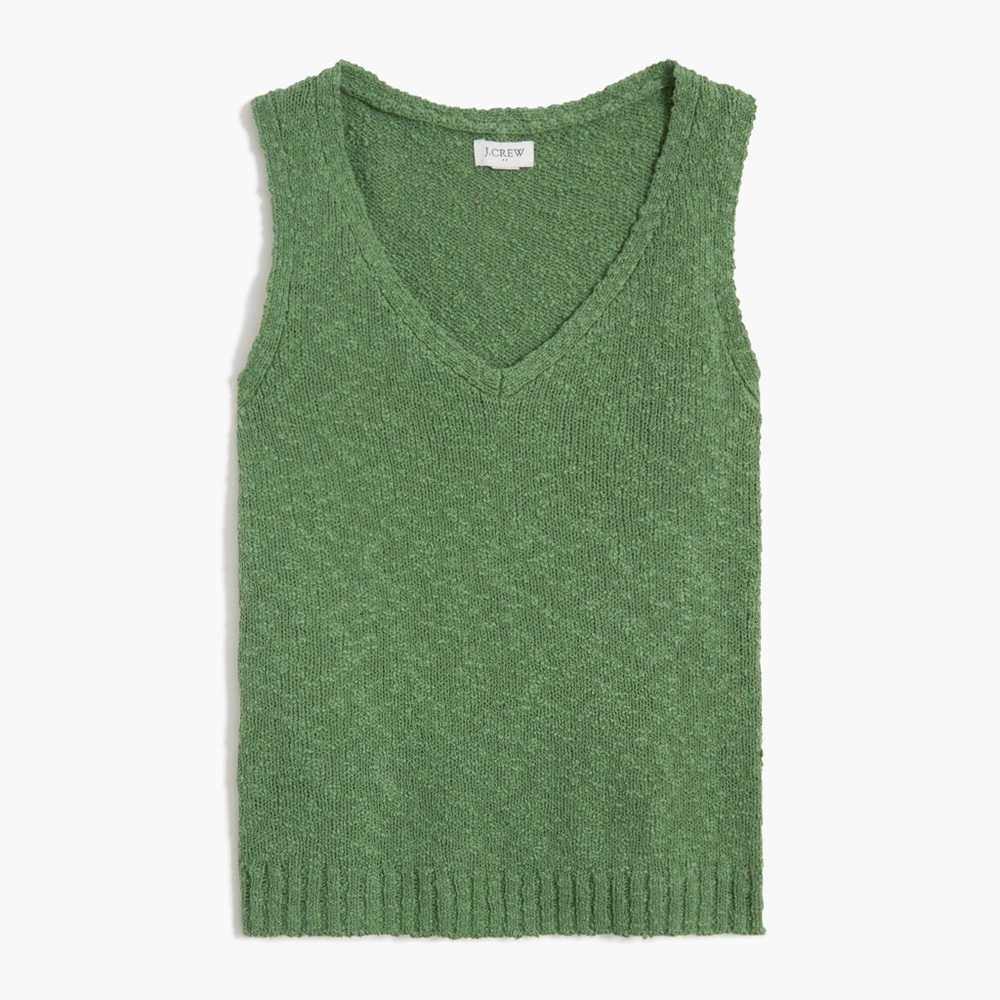 NWT J. Crew Green V Neck Beach Sweater Sz S - BIG SNAG in back needs repair